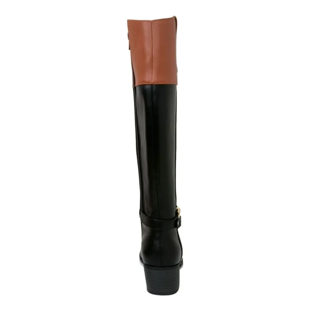 KAREN SCOTT Womens Black Croc Harness Straps Vickyy Almond Riding Boot 6.5 M WC_2